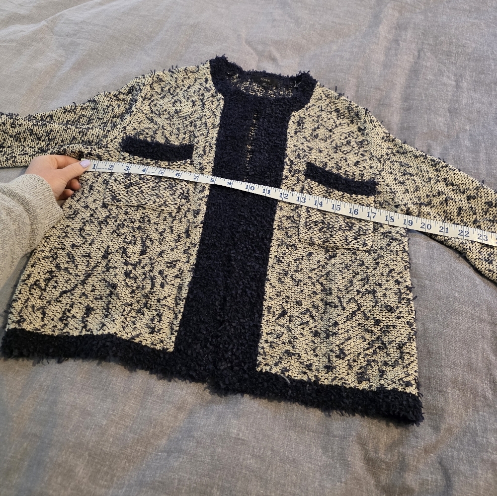 J. Crew Navy and Cream Textured Cardigan - Picture 11 of 12